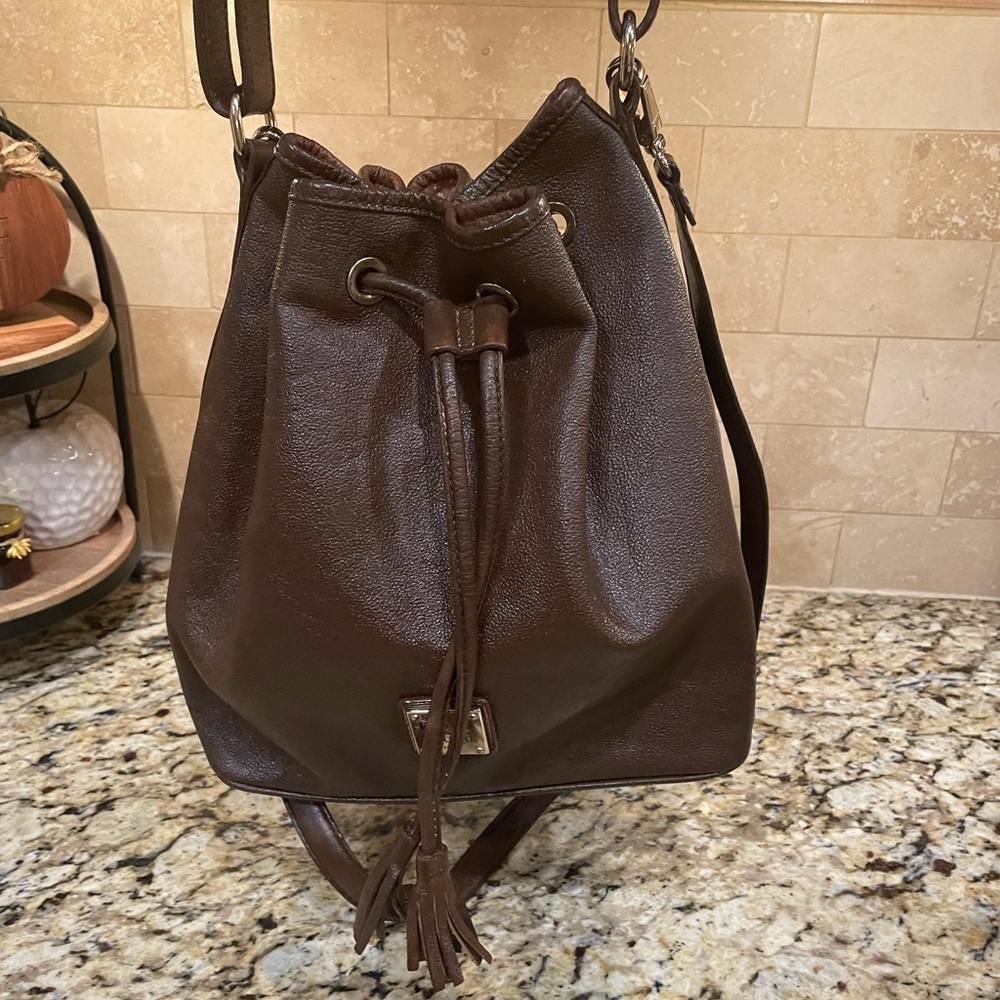 Dooney & Bourke drawstring bucket bag.